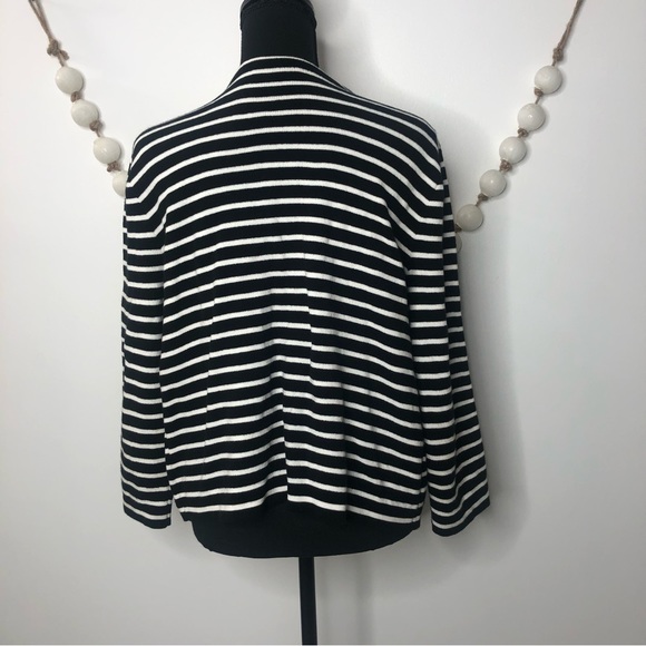 Chaps black & white striped sweater front w/zipper XL Cardigan Blazer Jacket - Picture 3 of 8